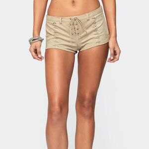 Edikted Sloane Faux Suede Micro Shorts